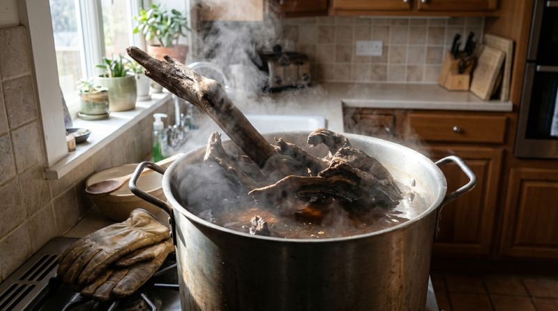 Кипячение крупных коряг для аквариума