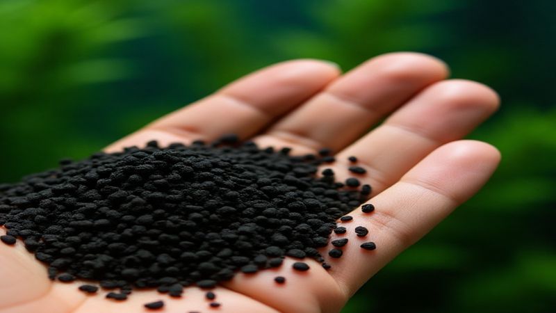 Насыщенно-чёрные гранулы без налёта и крошки – такой уголь ещё работает; перед каждой заменой стоит осматривать гранулы именно так, на ладони, при хорошем свете