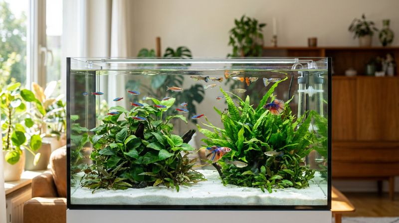 Обитатели нового аквариума постепенно осваивают свое водное пространство