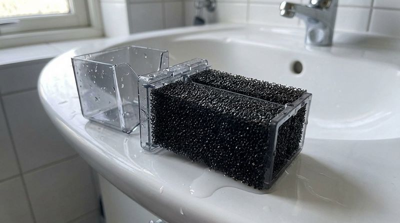 Промывка комплектующих фильтра водой для удаления накопленных загрязнений