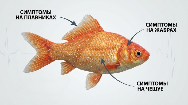 Золотая рыбка, покрытая множественными белыми точками