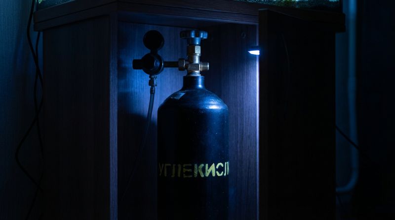 Аквариумная установка подачи CO2 в тумбе