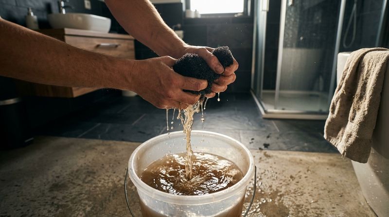 Ручной отжим воды из фильтрующей губки