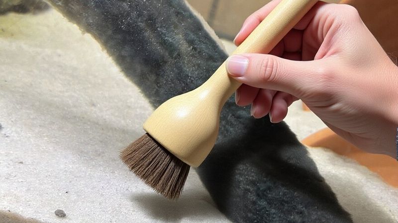 Мягкой щёткой плёнку можно снять прямо в аквариуме, не вынимая корягу